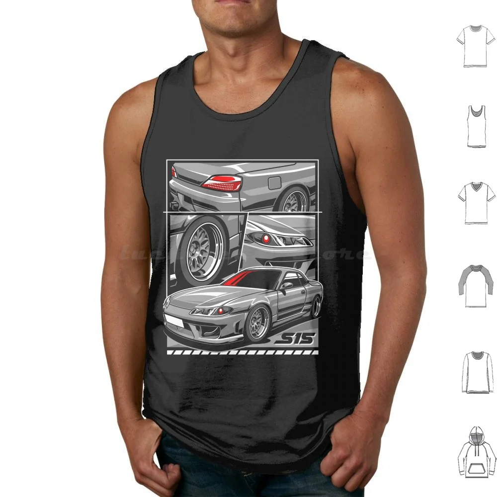 Grey Silvia S15 Drawing Tank Tops Vest Sleeveless Automotive Automotive Drawing Automotive Illustration Automotive Design