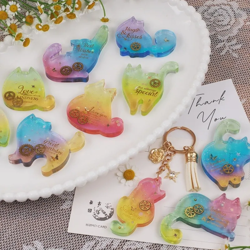 DIY Different Cat Shape Keychain Silicone Molds Jewelry Decoration Pendant Epoxy Resin Mold Cake Chocolate Baking Handicrafts