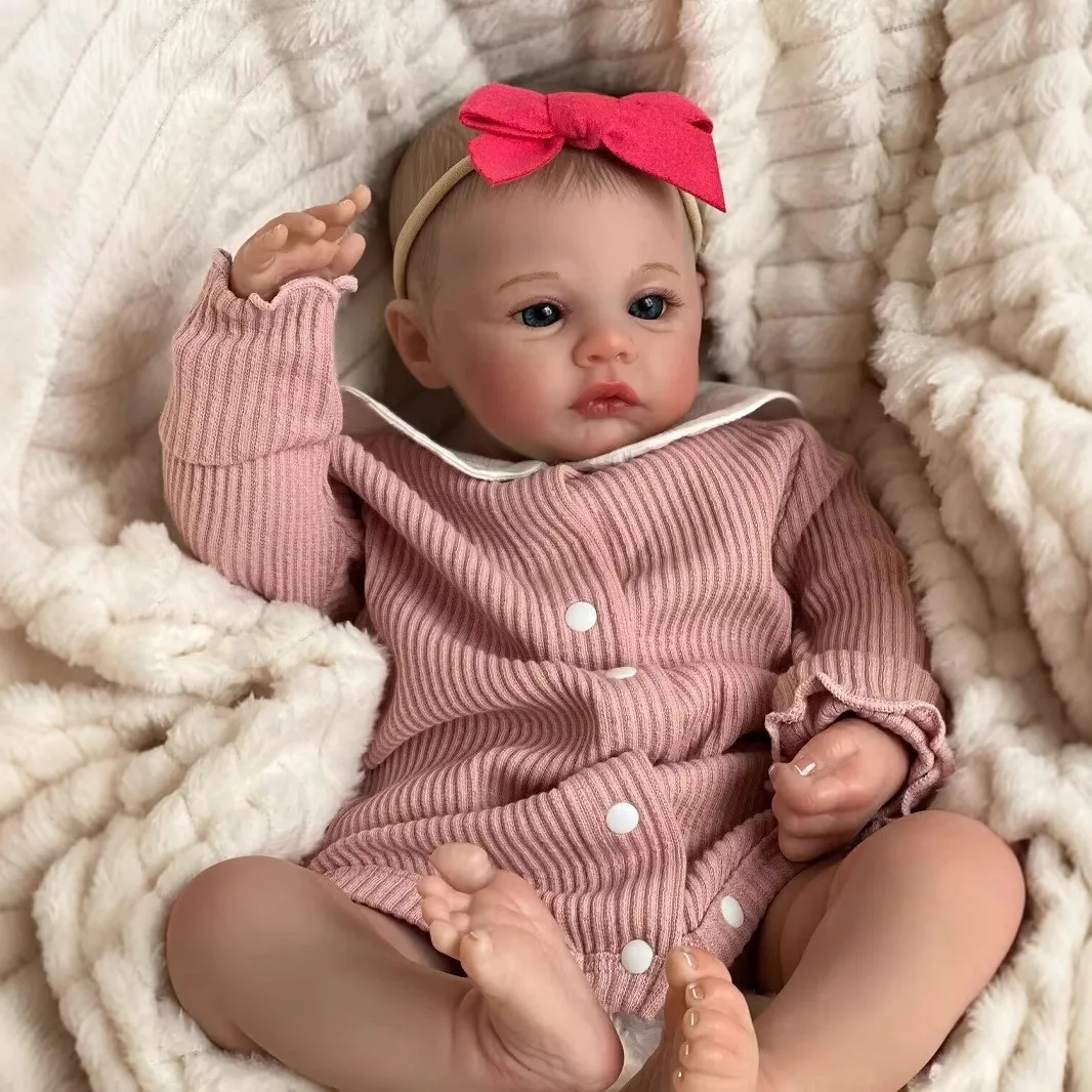 

18-дюймовая полностью мягкая виниловая реалистичная кукла реборн ручной работы NP-TY024, розовая цельная 3D-раскрашенная кукла, рождественский праздничный подарок