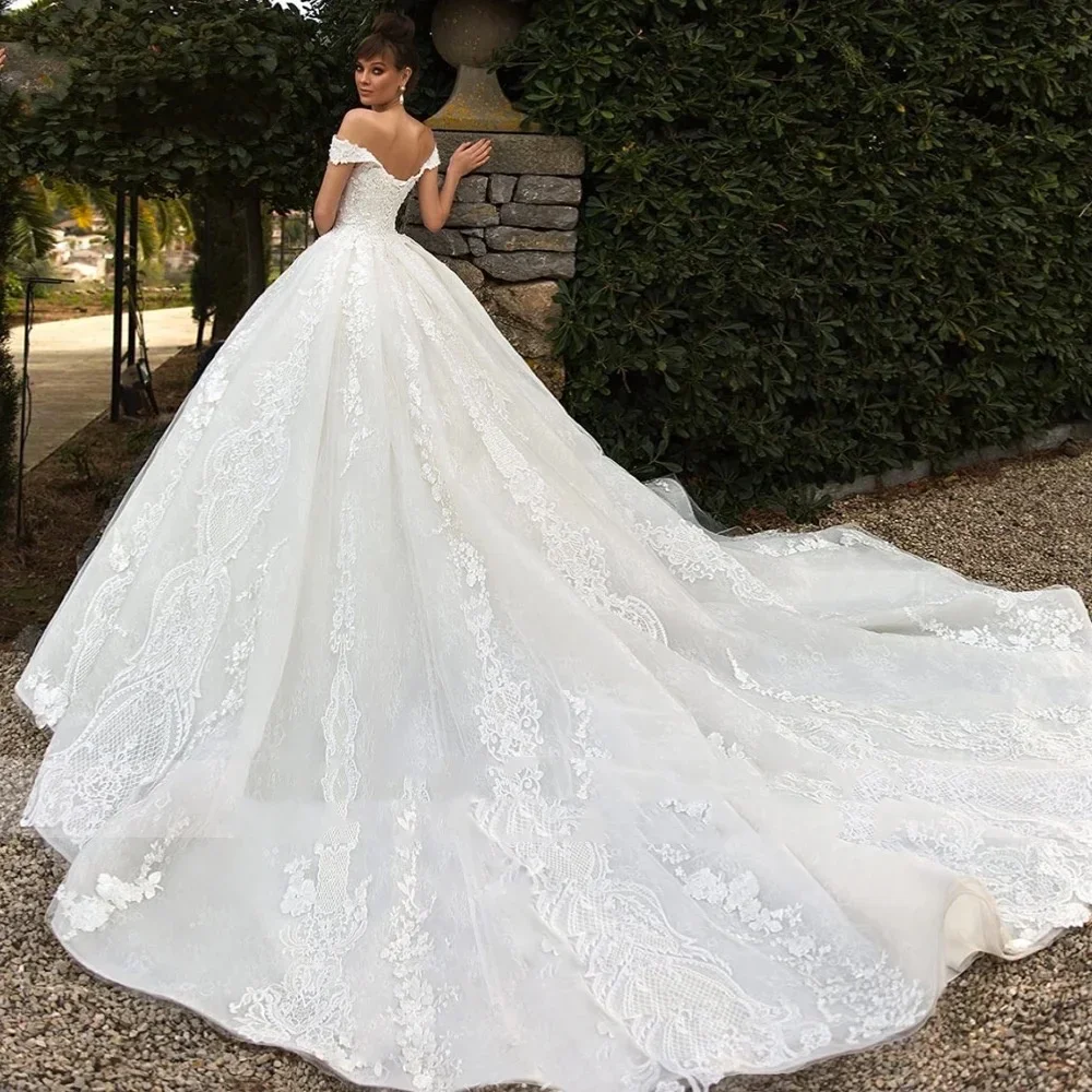 Flavinke Abiti da sposa vintage personalizzati con scollo a cuore e spalle scoperte Vestido De Novia con applicazioni in pizzo Robe De Mariee