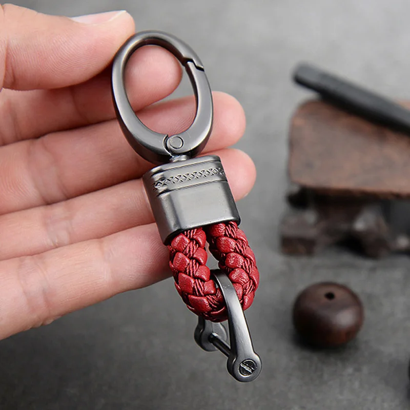 New Hand-Woven Leather Key Chain Men Women Rope Car Keyring  Charm Waist Metal Key Holder High Quality Keychains Gift Jewelry