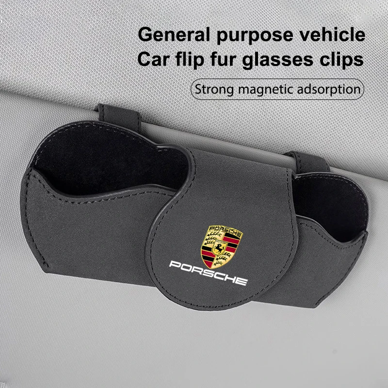 Car Sun Visor Glasses Box Sunglasses Storage Clip For Porsche Cayenne Panamera Macan 911 718 Taycan Boxster Cayman 918 Accessory