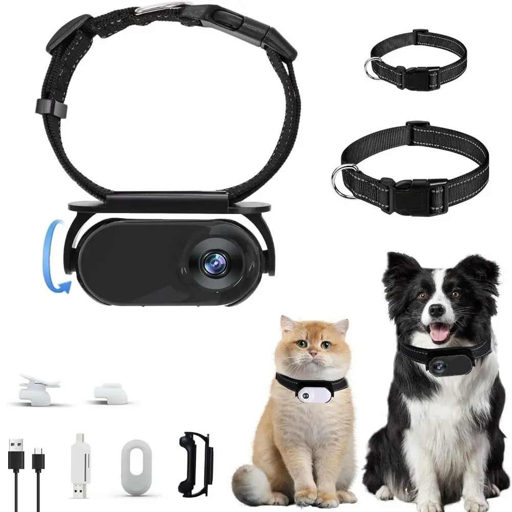 120 Deg Lens Pet Collar Camera Adjustable OTG Connection Cat Sport Camera Lightweight Shockproof Design Video Recording Camera