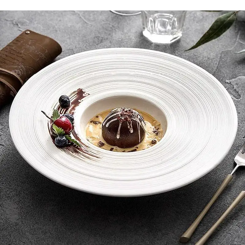 

Texture Ceramic Dinner Plate Thick Soup Dessert Snack Plates Pasta Restaurant Specialty Tableware