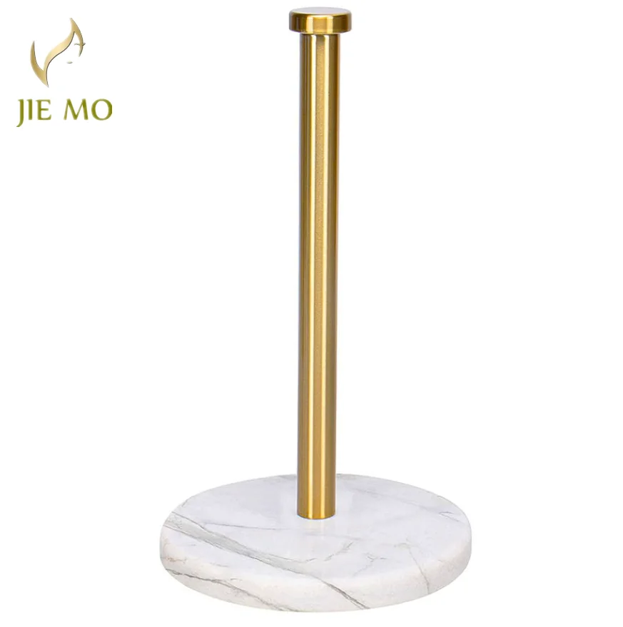 

Nordic marble kitchen paper towel rack Brushed gold dining table vertical roll paper rack plastic wrap storage rack