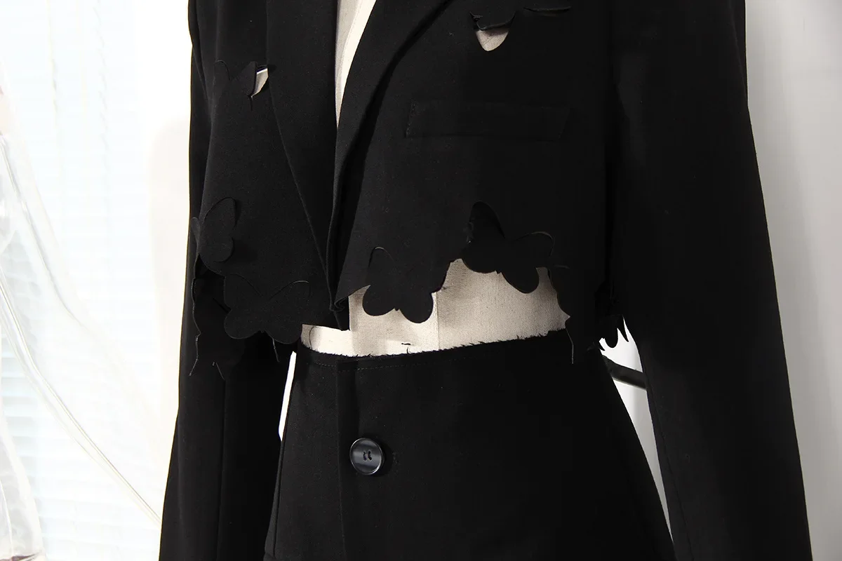 Ensemble de olympiques noirs pour femmes, blazer et jupe, mini robe de Rhcourte sexy, streetwear, manteau et veste, mode fille chaude, 2 pièces