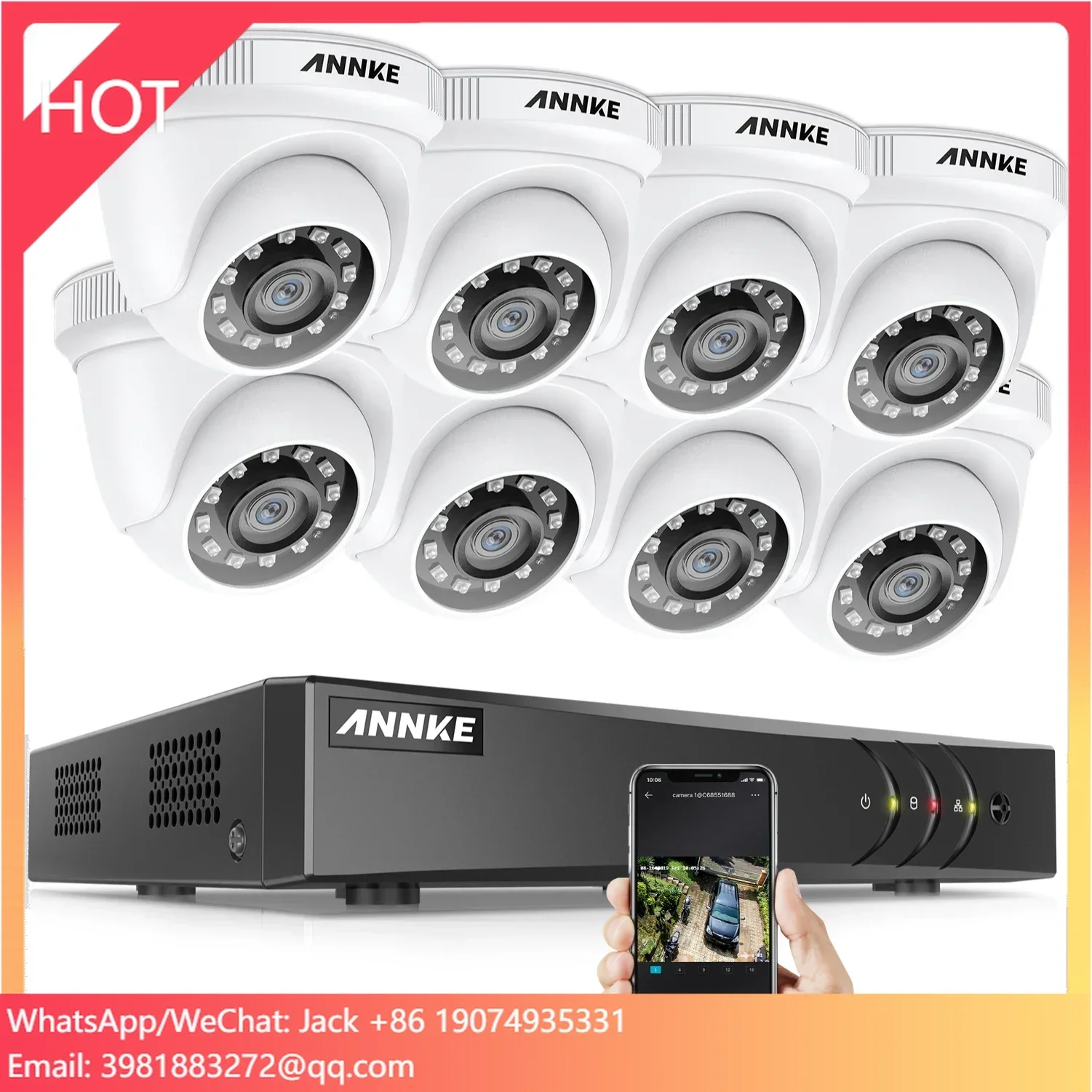 ระบบกล้องวงจรปิด ANNKE 8 ช่อง 5 H.265+, พร้อมระบบตรวจจับมนุษย์และยานพาหนะด้วย AI (DVR) กล้องวงจรปิดแบบโดม 2 ล้านพิกเซล TVI IR IP66