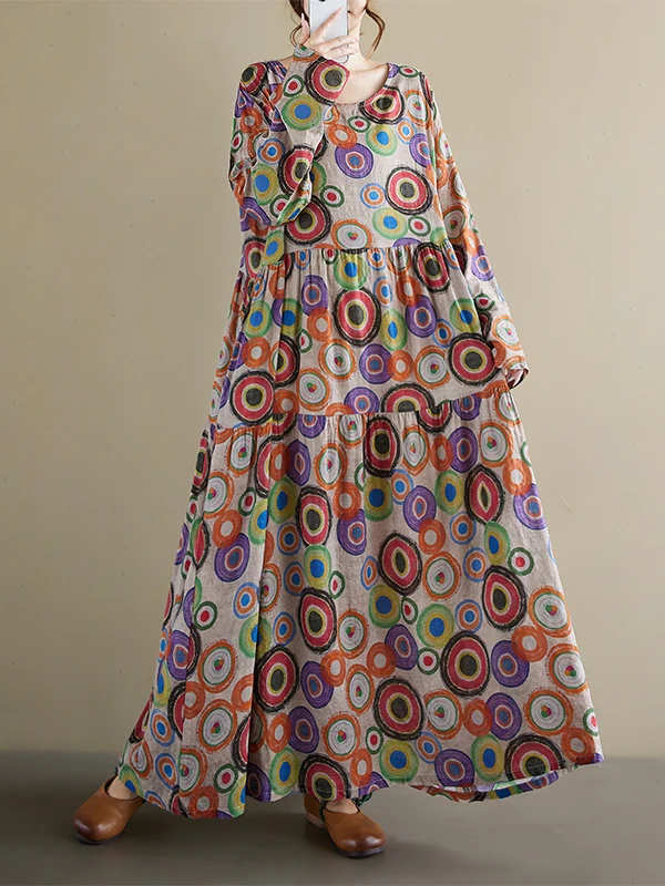 

Длинная хлопково-льняная юбка в стиле ретро с цветочным принтом, круглая плиссированная юбка Ne, женская повседневная юбка трапециевидной формы больших размеров Mommy Dr