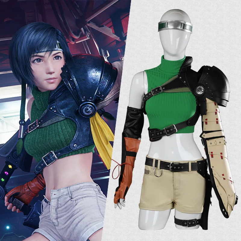 

Final Fantasy VII: Rebirth Yuffie Kisaragi Cosplay Costume Green Vest Shorts FF7 Remake Warrior Outfit Women Halloween GAME