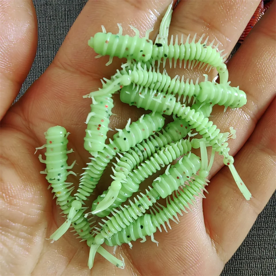 MUKUN Wurmköder, 10 Stück, Mini-Köder, 45 mm, 0,4 g, weicher Silikonköder, künstliche Larve-Gummi-Köder, Wobbler, Bass-Angelköder – Detail 11