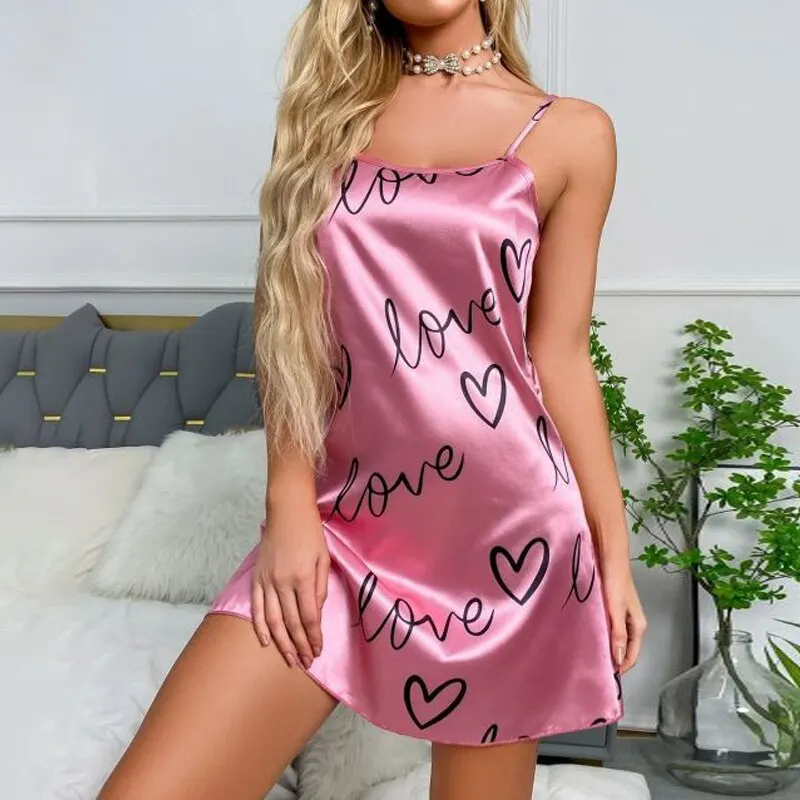 Women Sexy Sleeveless Nightdress Satin Chemise Lingerie Sleepwear Night Dress Cami Slip Dress Nightwear Nightgowns