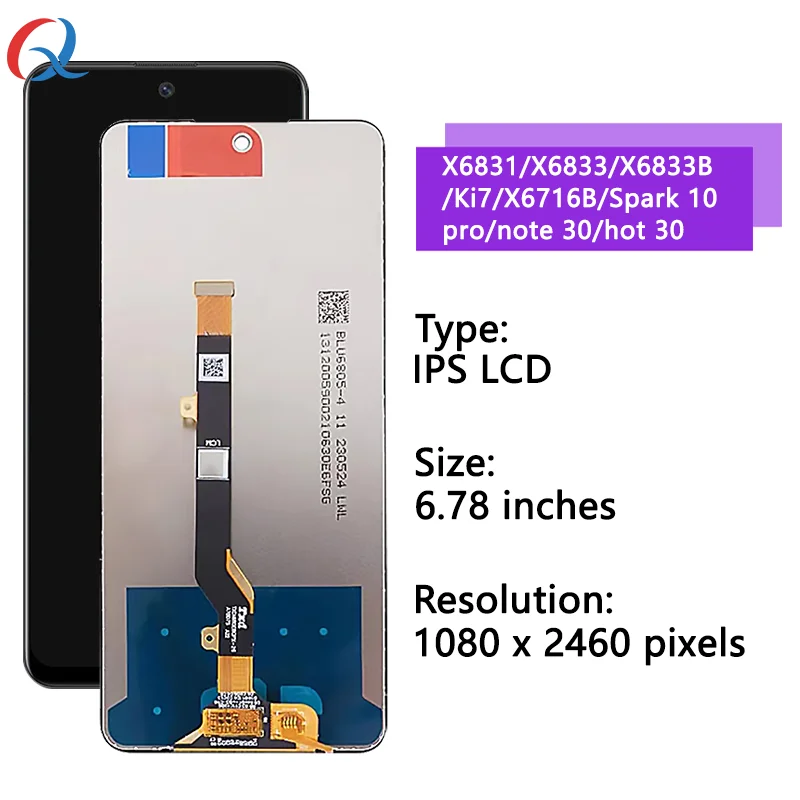 X6833B Lcd For Infinix Note 30 X6833B X6716B Display Touch Screen Digitizer Assembly for Infinix Note 30 screen replacement