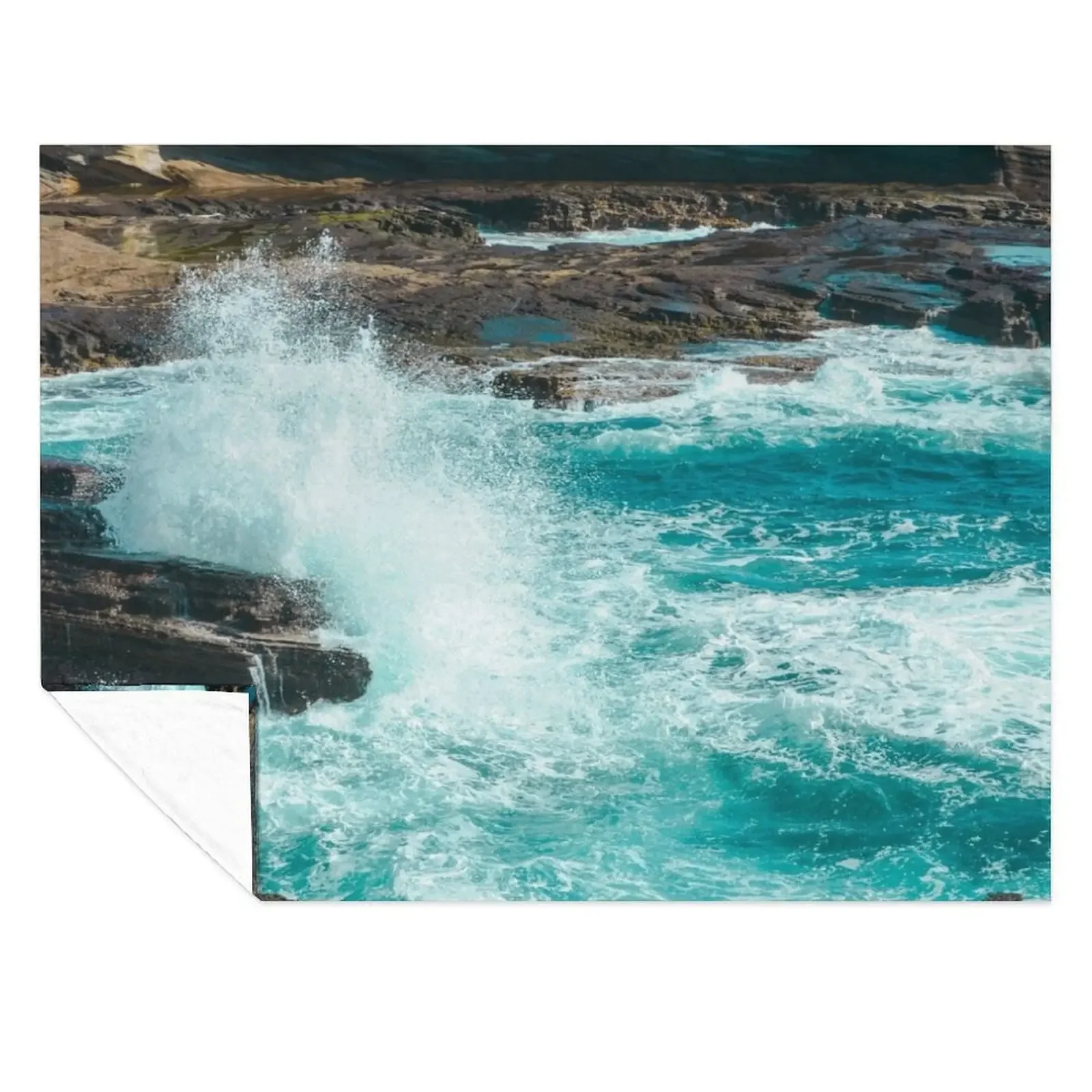 

Cliffside Turquoise Blue Ocean Shore Waves Throw Blanket Luxury Throw Designers Summer Beddings Blankets For Sofas Blankets