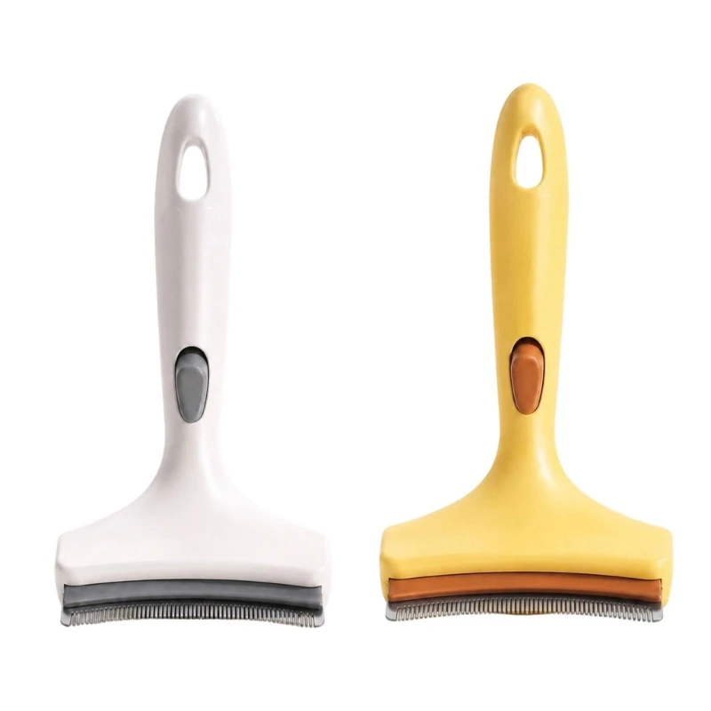 Small Animal Grooming Brush with Button Hair Release, Plastic Handle, Regular Coat Brushing for Rabbits and Cavies 37JD
