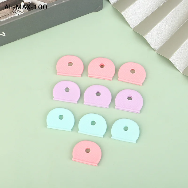 【AyS】10Pcs Mixed Color PVC Plastic Keys Caps Topper Elastic Case For DIY Keyring Rubber Head Caps Keys Locks Tags ID Markers