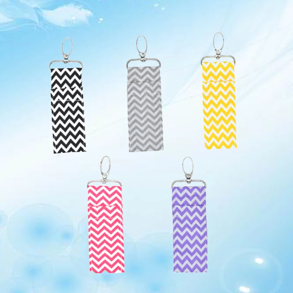 

5pcs Lipstick Holder Keychain Never Lose Pouch Dual Use Rings Women Bag Backpack Purse Travel Makeup Storage Fits