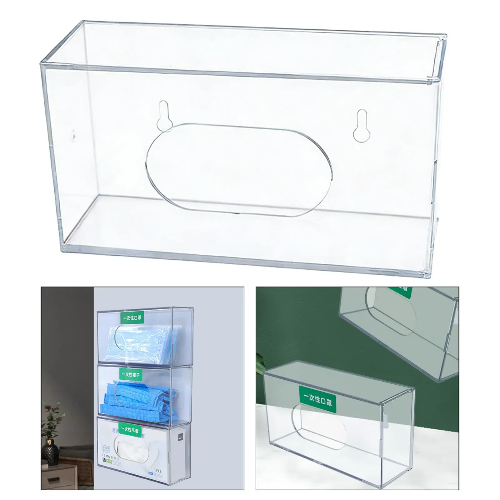 Sturdy Disposable Glove Box Holder Transparent Organizer Wall Mount Design for Medical Clinic Laboratory