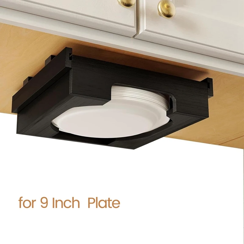 Distributeur d'assiettes en papier chaud pour comptoir de cuisine, 9 pouces, sous armoire, porte-assiettes en bambou, plongeurs d'assiettes verticaux