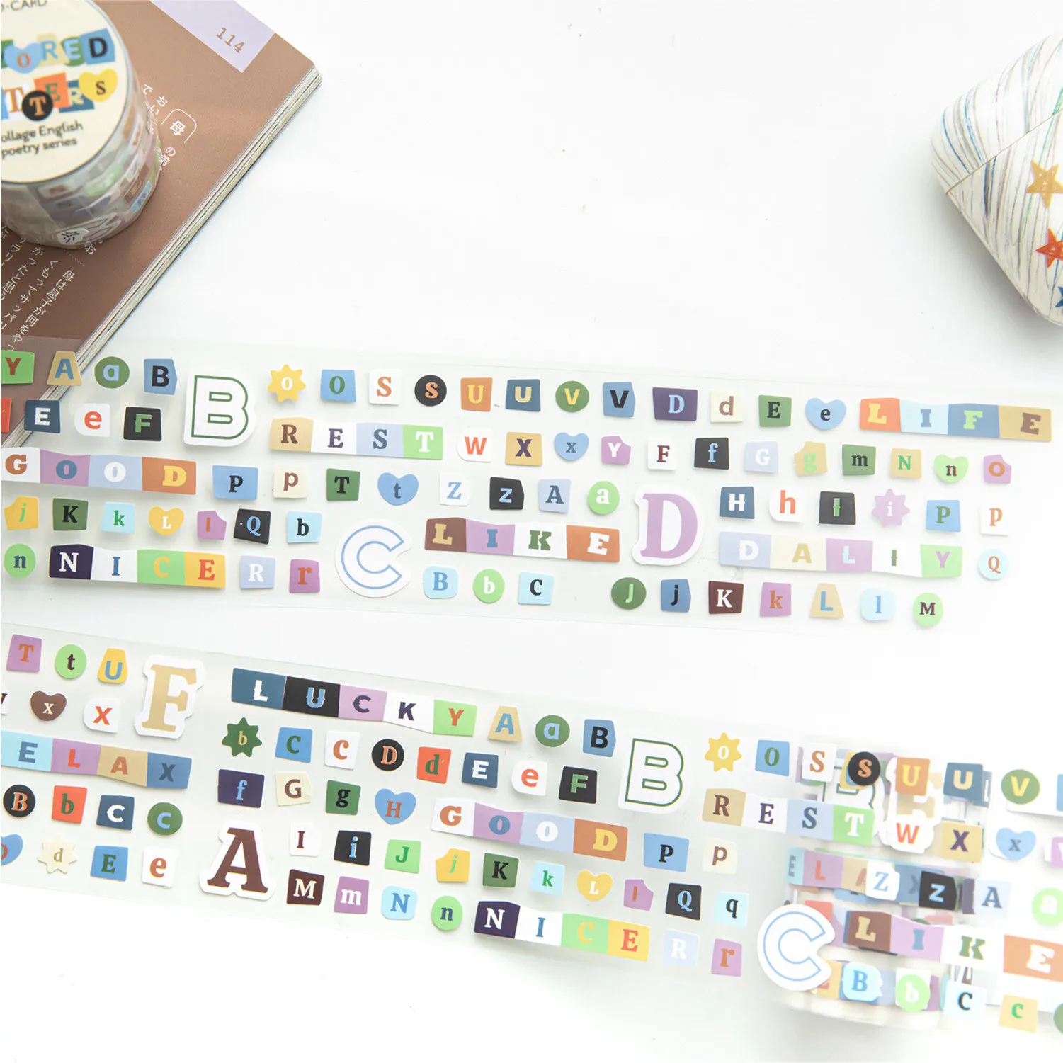 Nastro adesivo Washi Vintage lettere inglesi Decorative per diario fai da te Planner Scrapbooking forniture artigianali