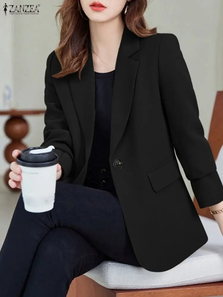 

ZANZEA 2025 Autumn Lapel Neck Long Sleeve Blazer Suits Fashion Women Blazer Solid Thin Coats Jackets Casual OL Outwear Femme