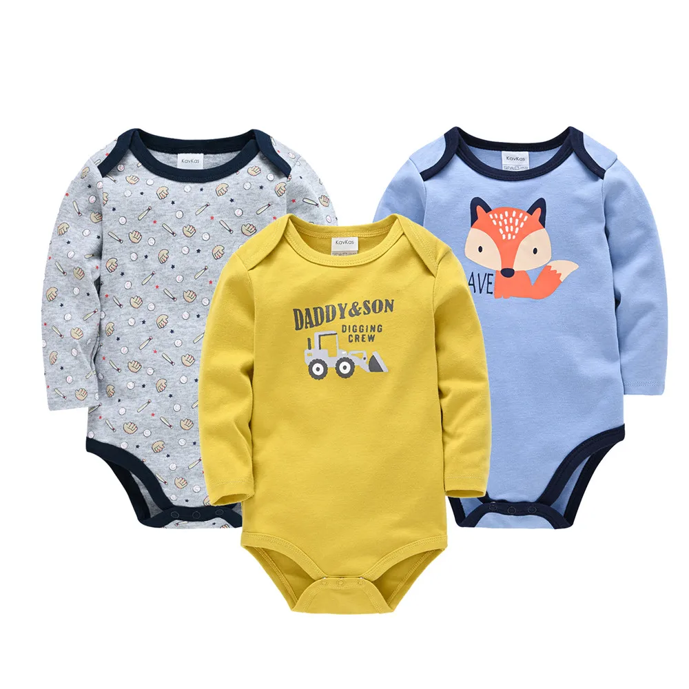 New Fashion Baby Girls Boys Clothes 3 Pcs/lot Cool Cartoon Print Newborn Bodysuit 0-24M Costume Clothing