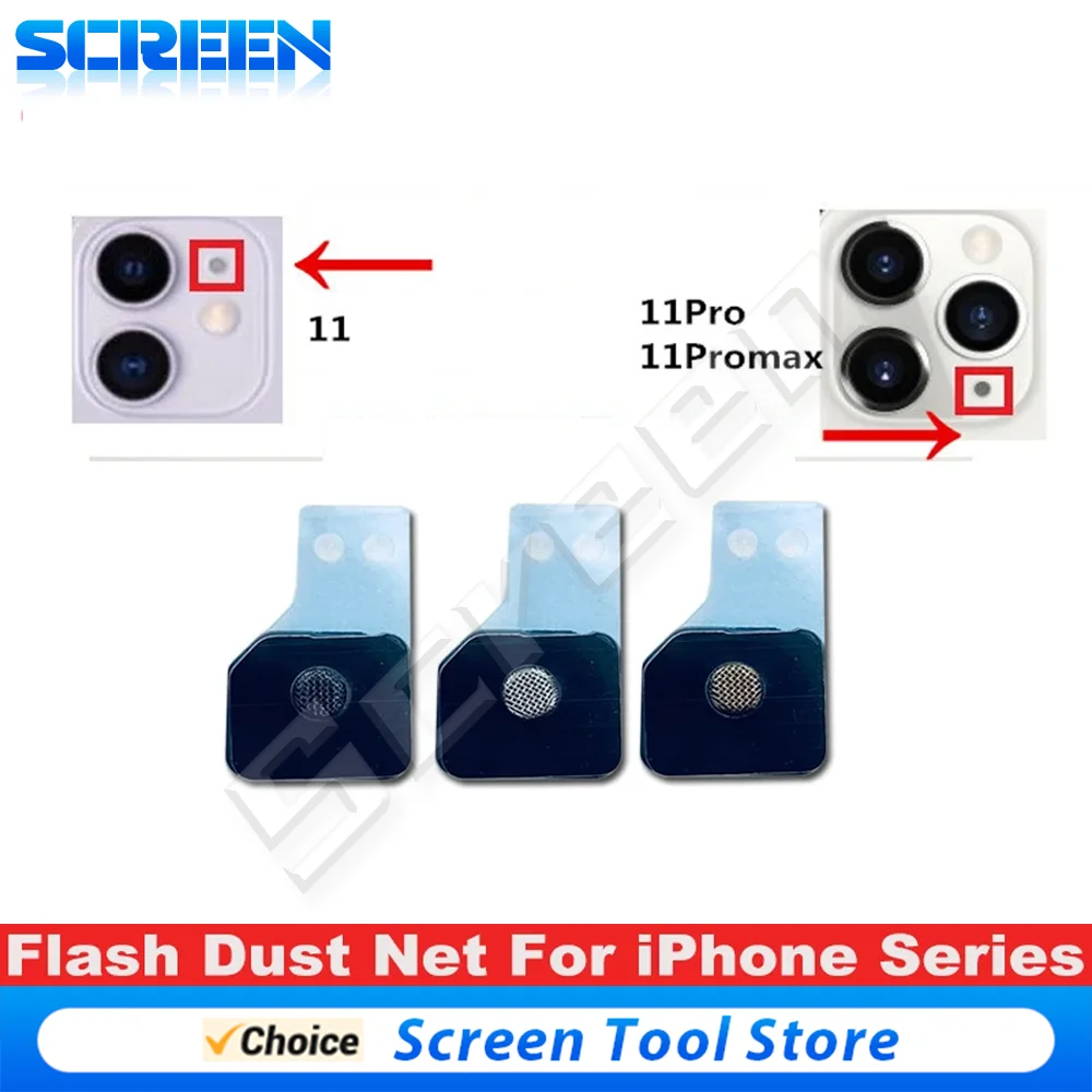 10Pcs Flash Dust Net For iPhone 13 12 11 Pro MAX Anti Dust Mesh Rear Cover Camera Flash Light Microphone Net Phone Replace Parts