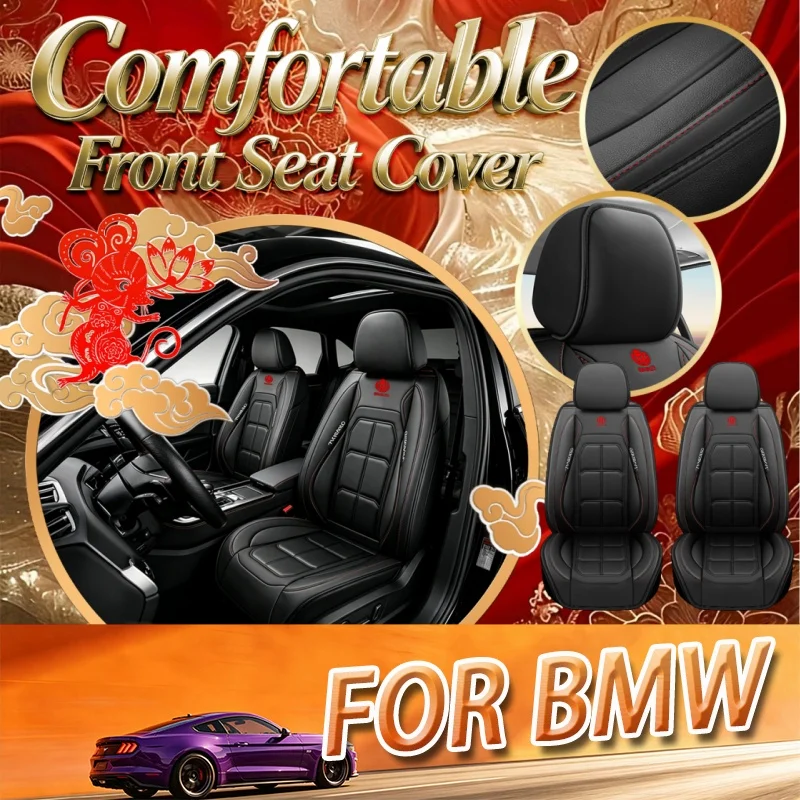 High-End Car Seat Covers For The Two Front Seats For BMW Thickened Version, Durable And Easy To Clean, With A Rear Storage Bag