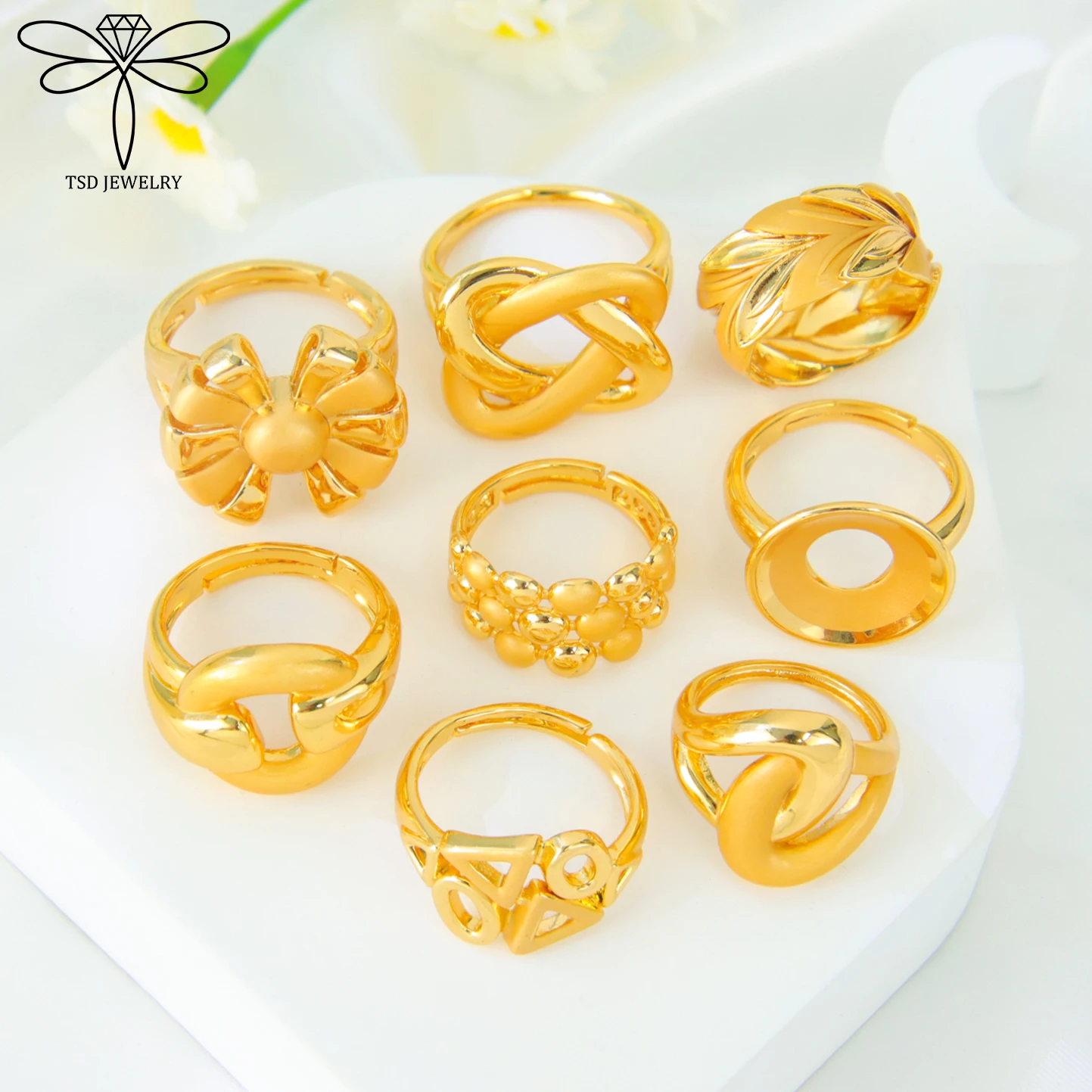 Nigeria Wedding Jewelry Rings 21k Gold Plated Adjustable Algeria Delicate Geometric Ring Middle Eastern Women Vintage Jewelrys
