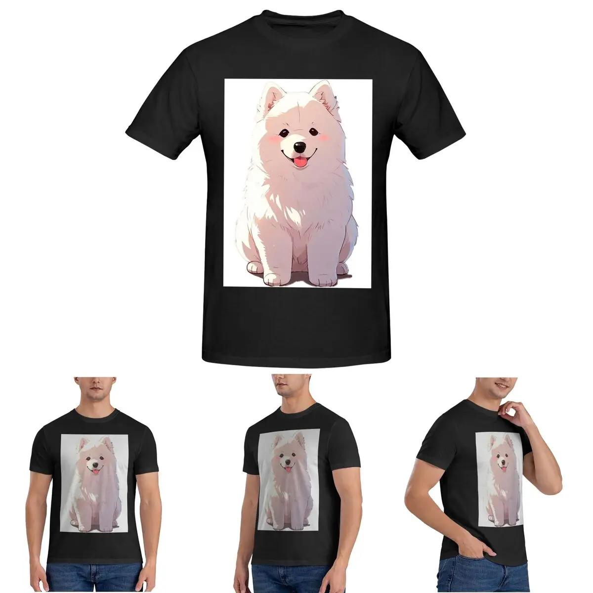 

Cartoon Style Cute Samoyed T-Shirt for Men Cotton Plus Size T Shirts Men's Short Sleeve O-Neck Summer Clothes Tops S-6XL