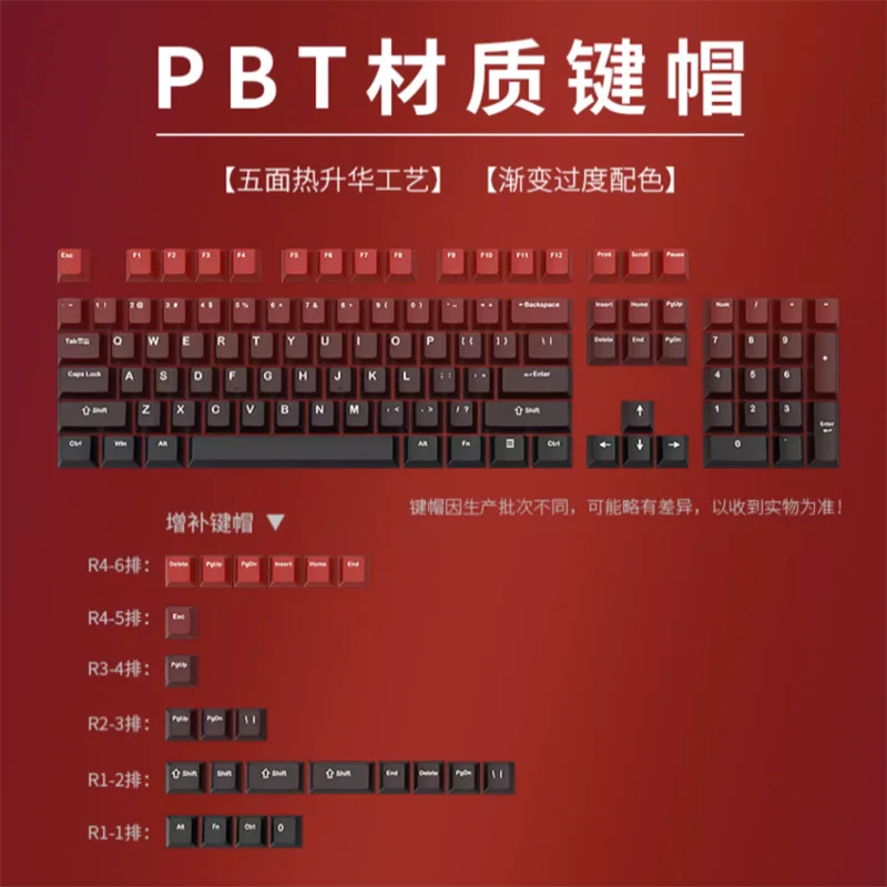 مجموعة أغطية مفاتيح ذات طابع متدرج PBT ملف تعريف الكرز أغطية مفاتيح أصلية مصنوعة يدويًا لملحقات لوحة المفاتيح الميكانيكية