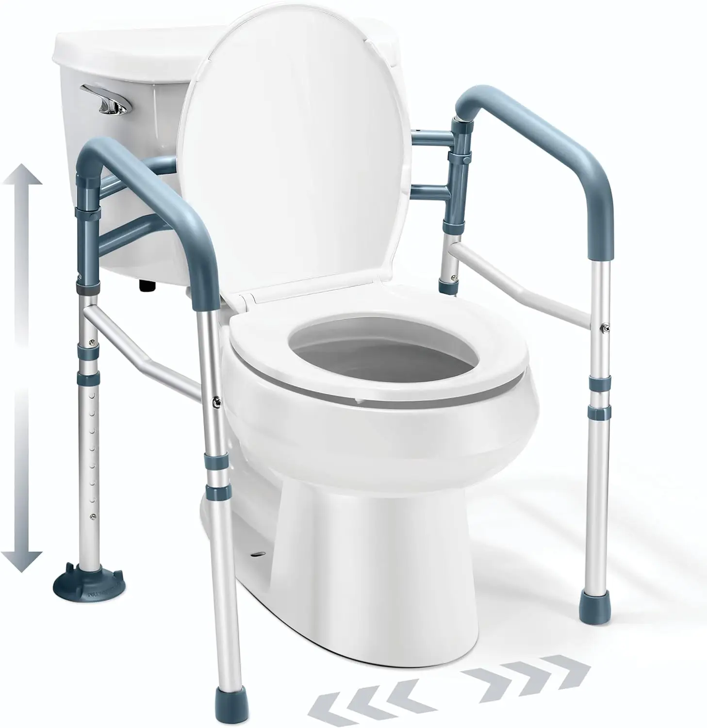 

Adjustable Toilet Safety Rail for Elderly & Handicapped - Heavy Duty, Rustproof, Portable