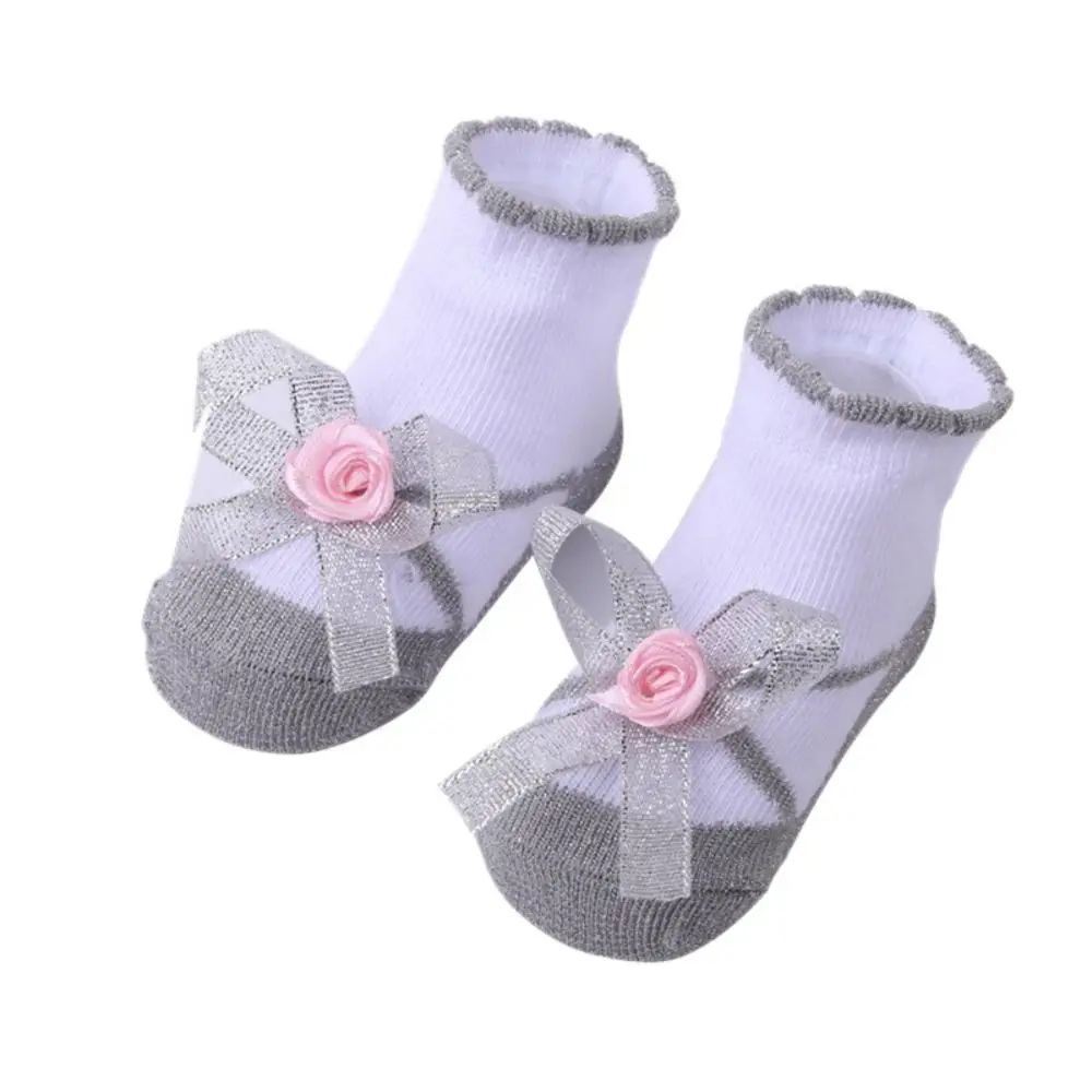 

New Bow Knot Baby Socks Cotton High-quality Striped Lace Trim Socks 0-6 Months Summer Anklet Socks
