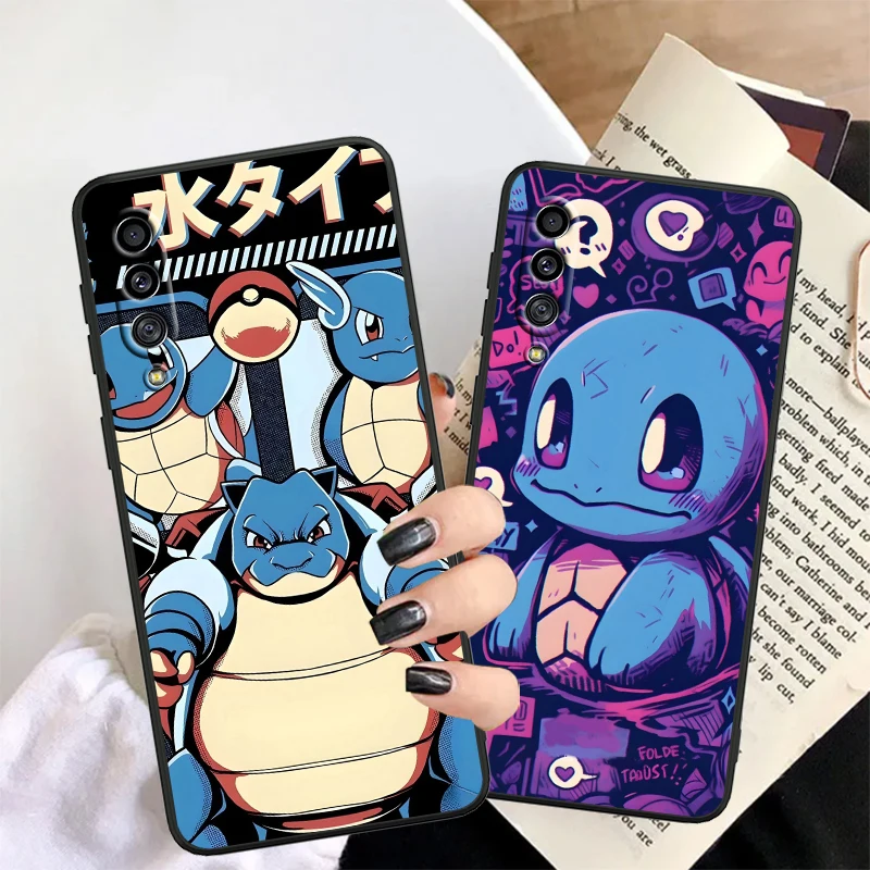 P-Pokemon Cute Johnny Turtle For Samsung A53 A52 A33 A32 A51 A71 A21S A13 A73 A50 A22 A23 A03 A72 A54 A12 5G Black Cover