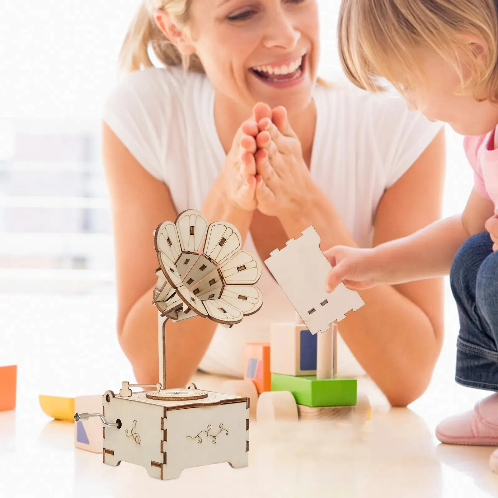 Musical Box Materials Wooden DIY Assembly Handmade Phonograph Creative Kids Educational Hand Operated Intellectual Melody