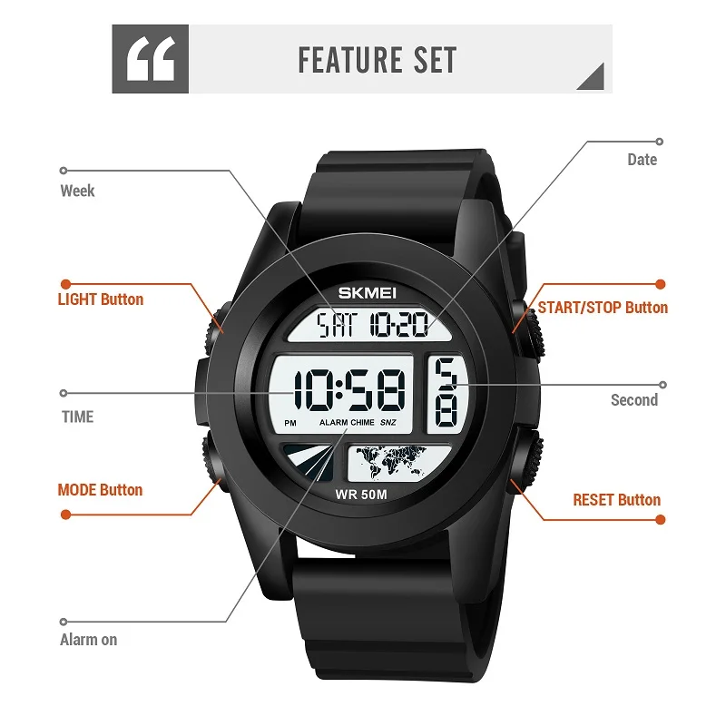 قمة الموضة العسكرية رجل ساعة المنبه مقاوم للماء للصدمات تاريخ العد التنازلي الرجال الرقمية ساعة رياضية Relogio Masculino SKMEI