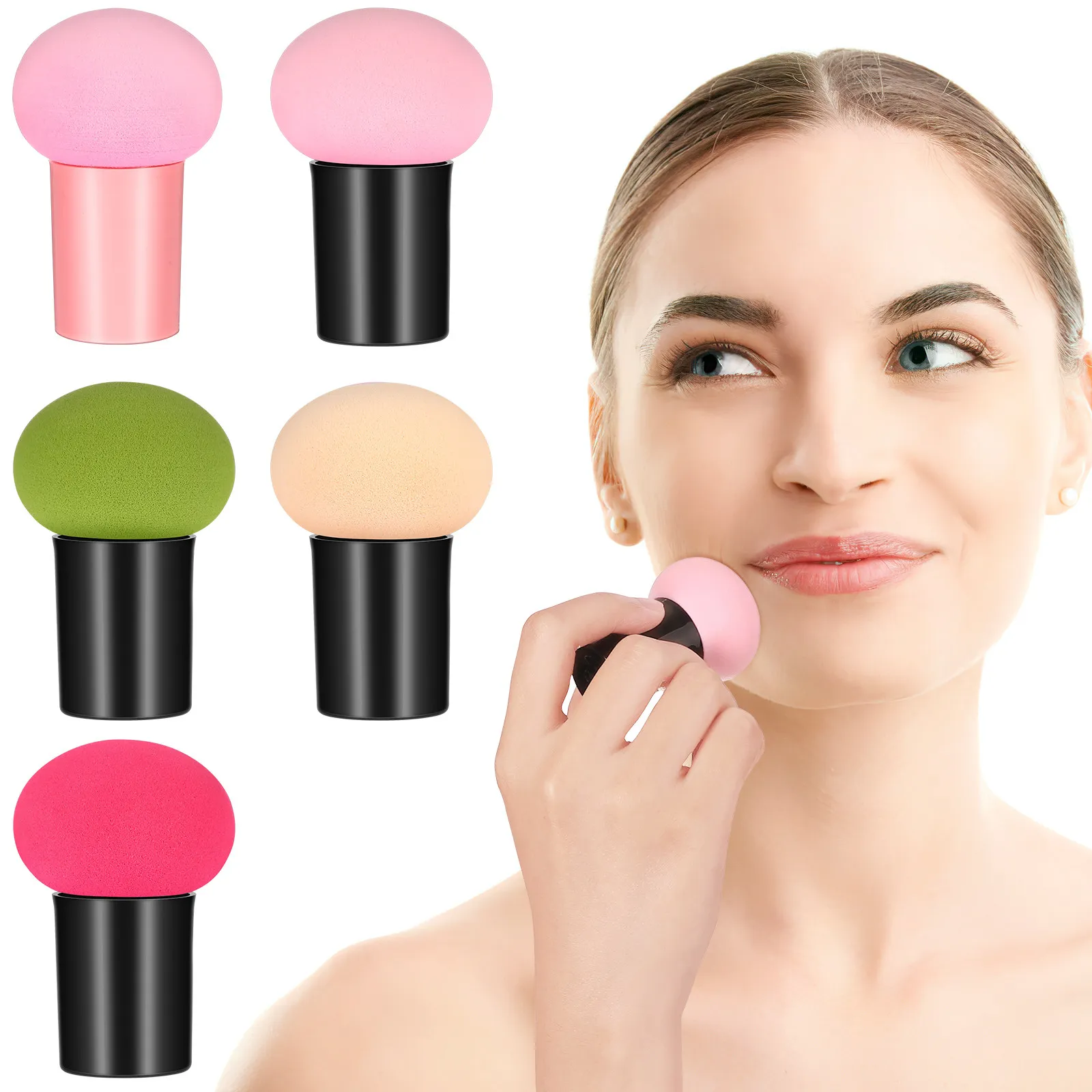 5Pcs Dry Wet Mushroom Cushion Powder Creative Makeup Sponges Set for Foundation Concealer Blush Highlighter Applicators