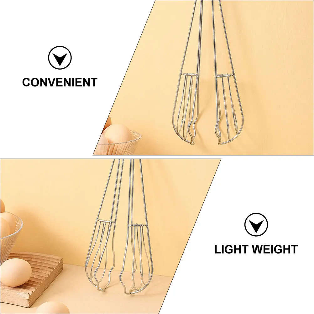 

Egg Beater Tong Stainless Steel Whisk Multi-Use Kitchen Tool Long Handle Heat Resistant Compact Food Clamp