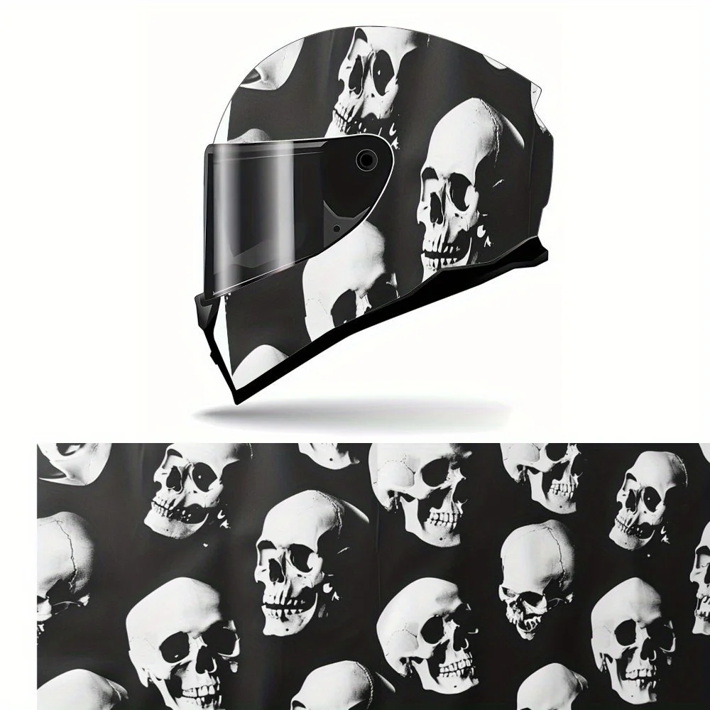 

Черно-белая наклейка на шлем с черепом — прочный ПВХ, подарок, объект, самоклеящаяся водонепроницаемая, эстетический шлем для гонок на мотоциклах S