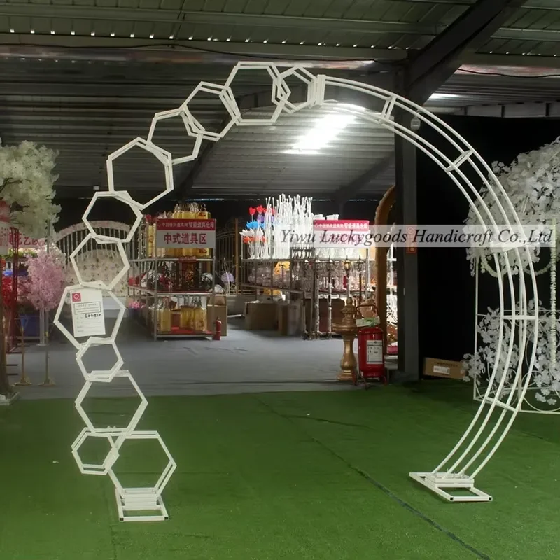 LDJ682 Fashionable Garden Decoration Arch White Geometry Metal Arch