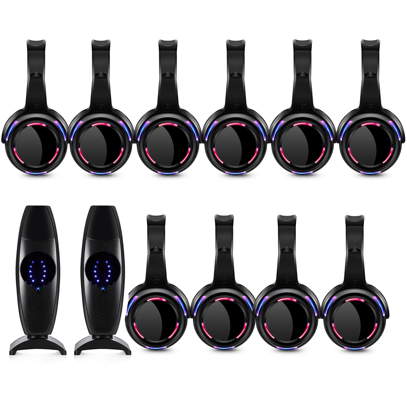Silent Disco Led Wireless Headphones for Party Several Bundles for Choice