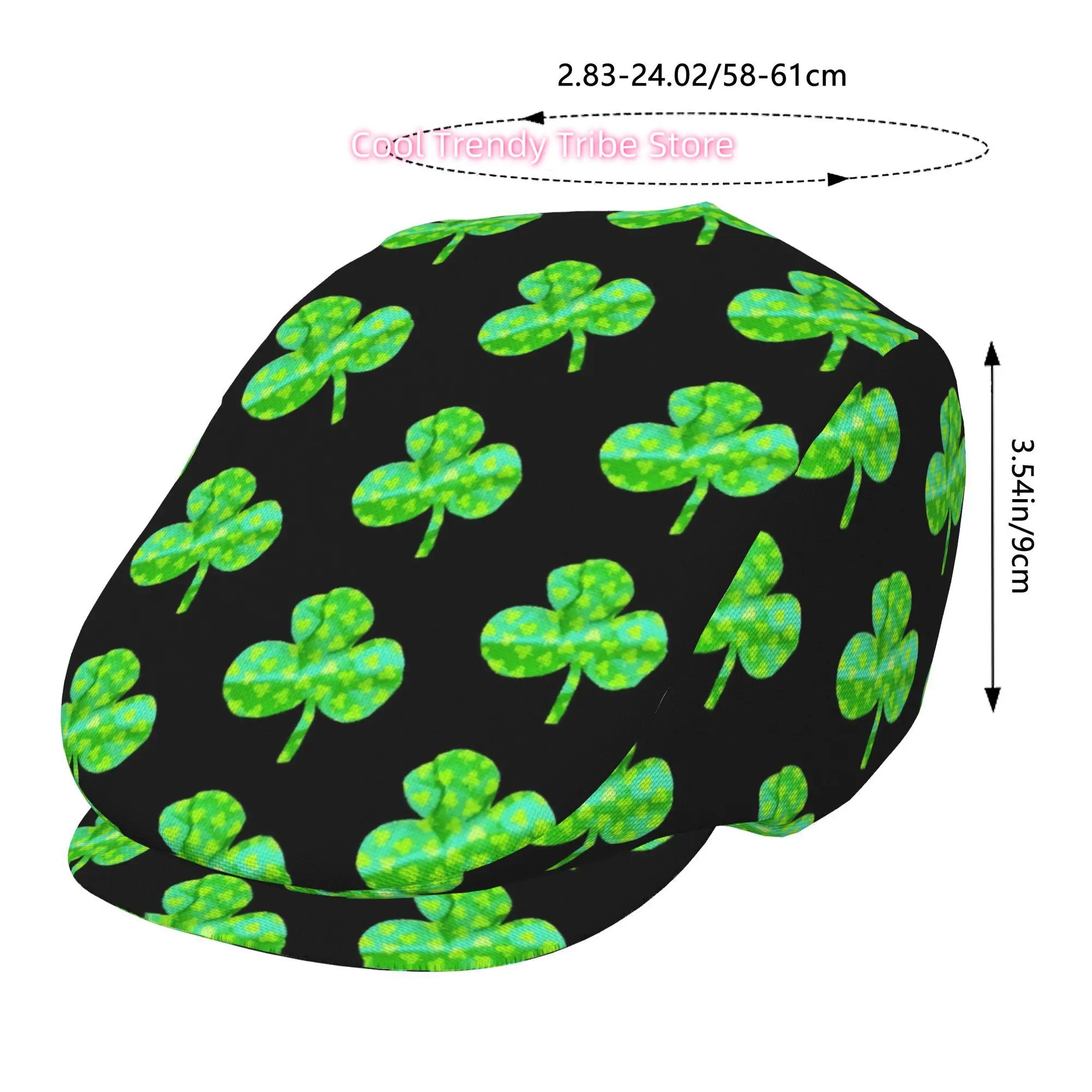 1pc of a Lucky Clover Design Beret, Featuring an All-Over Print, This Retro Newsboy Cap Is Unisex And an Essential Fashion Item