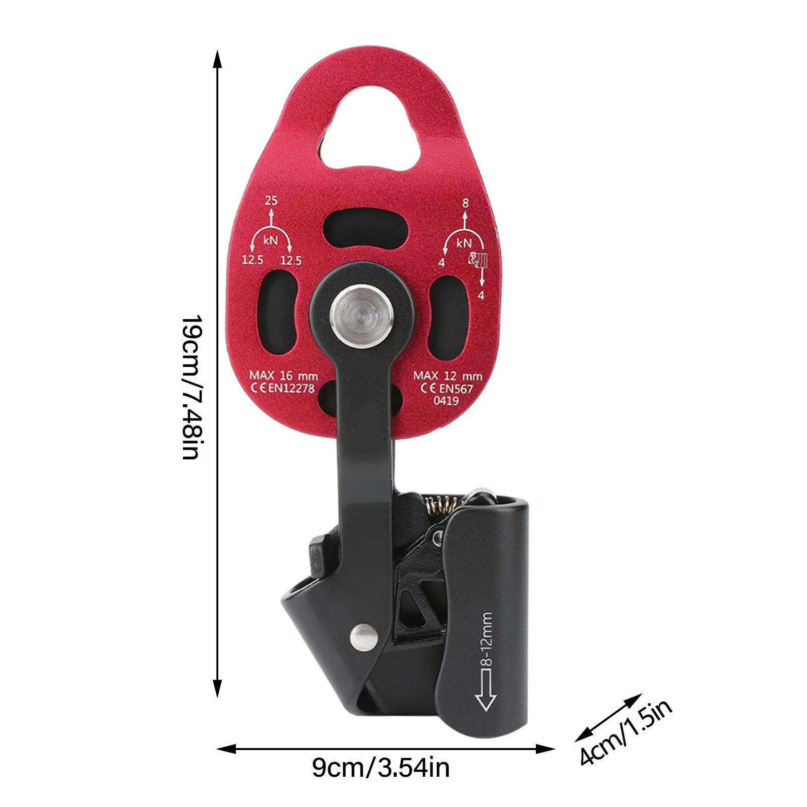 4KN Aluminium Heavy Duty Single Swivel Rope Pulley Block for 8-12mm Rope Climbing Pulley