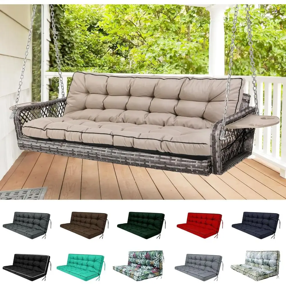 

Подушки для уличных качелей, водонепроницаемые подушки для качелей на 3 места с подголовником, утолщенная подушка для скамьи толщиной 4 дюйма с завязками