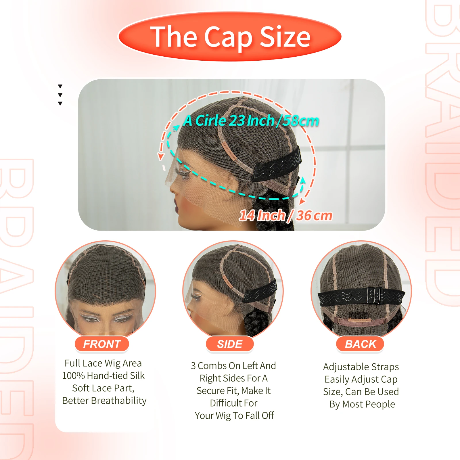 32 بوصة كامل الدانتيل كورنو شعر مستعار مضفر الاصطناعية الطبيعية شعر مستعار دانتيل مضفر مع شعر الطفل Knotless الضفائر شعر مستعار للنساء السود #6