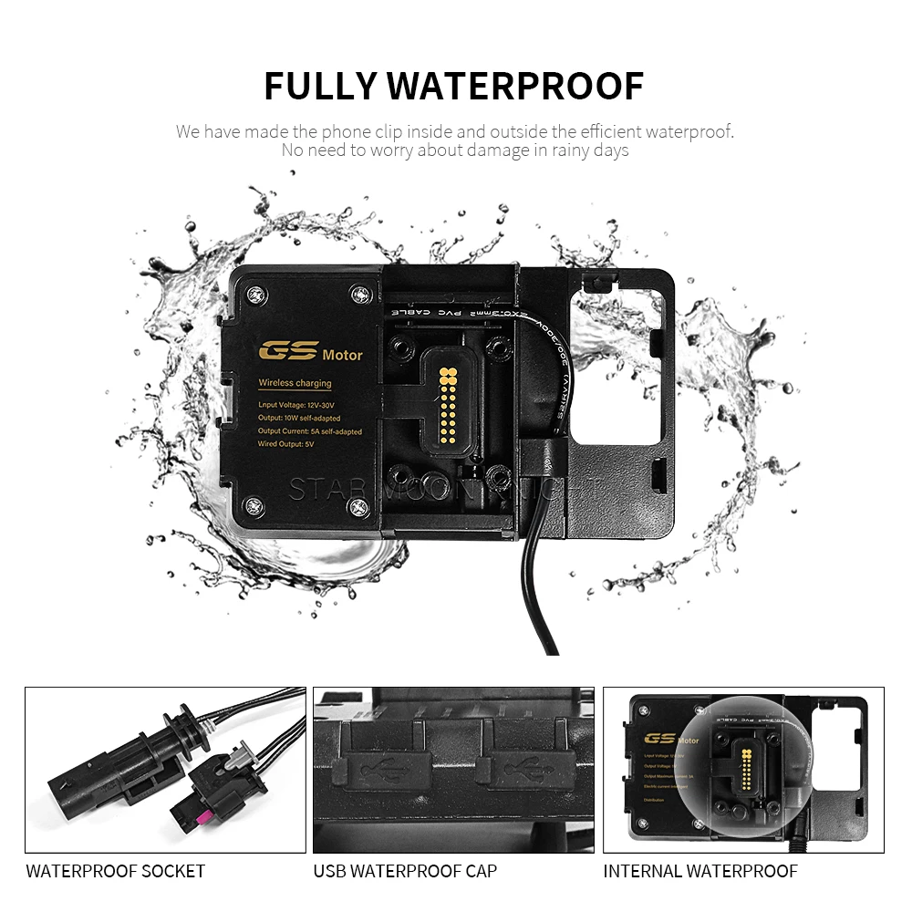 Per BMW GS 1200 1250 R1250GS LC Adventure R1200GS F850GS F900XR caricabatterie Wireless staffa di navigazione USB supporto per cellulare 12MM