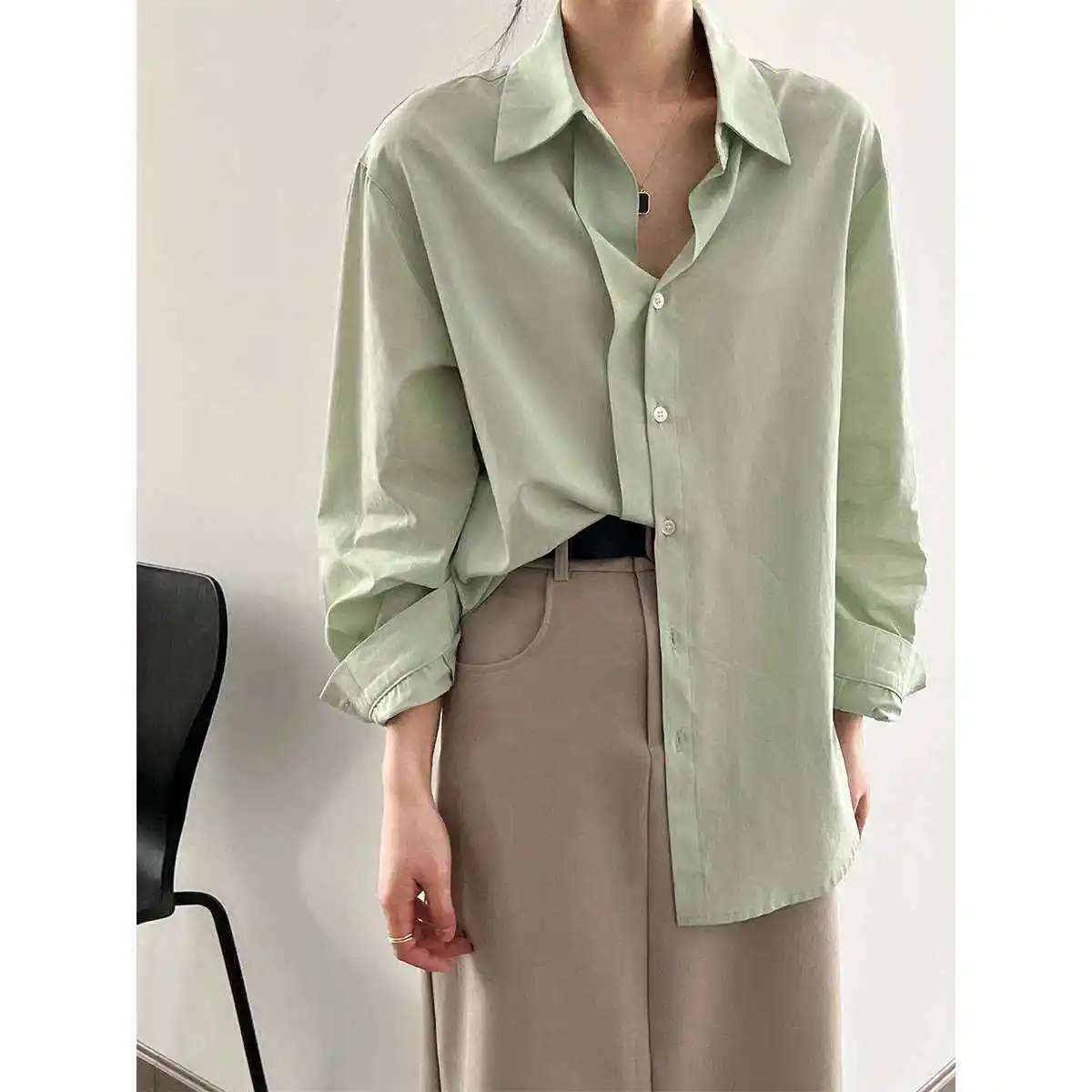 

Yan Double V-Ne irt Women's Spring Summer New Small Casual Sle Long Sve Cotton Blend Knot Front Open Cardigan