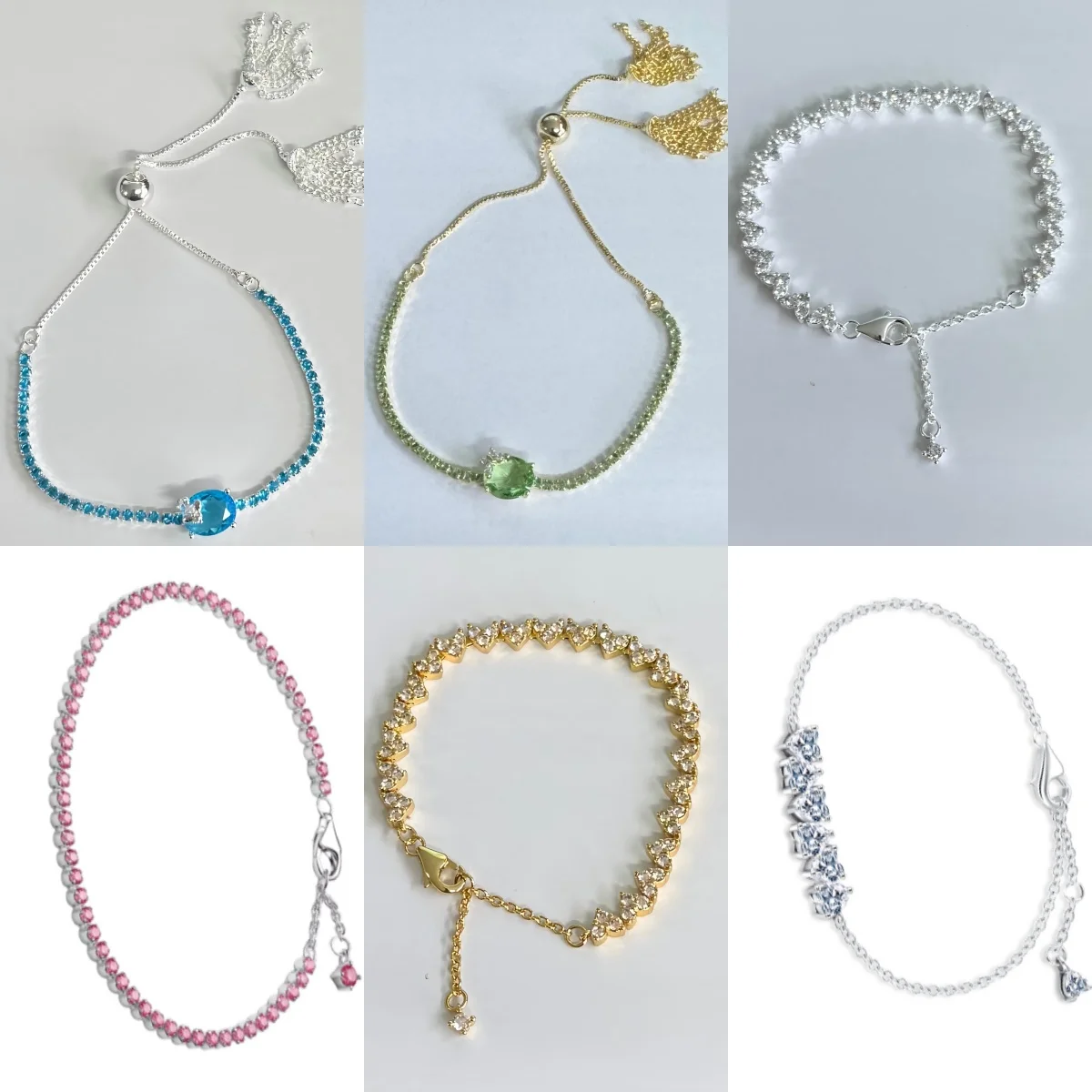 

925 Sterling Silver Tennis Bracelet Colorful Zircon Adjustable Slider Chain Bracelets For Women Wedding Party Jewelry Gift