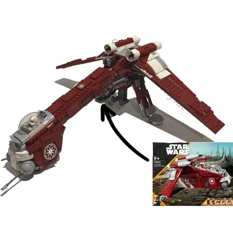 Nieuwe Wars Ruimtevaartuig MOC Coruscant Dropship 75354 Alternatief Bouw tot 75337-1 DIY Monteren Bouwstenen Cadeau voor Kinderen Volwassenen