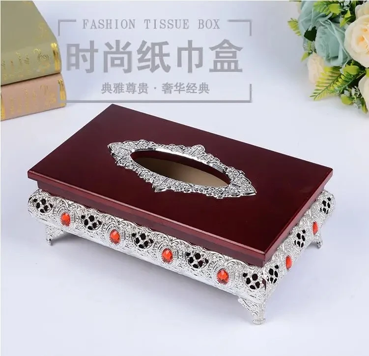 Luxury Hollow Design Golden Wooden Nappin Holder Kitchen Decora Paper Towel Dispenser Tissue Box Holders NH06