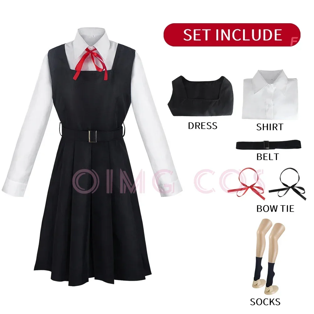 Mitaka Asa Cosplay Costume Chainsaw Man Outfits Blue Suit Shirt Tie Anime Short Wig Neck Ring Halloween Women Uniform view 5
